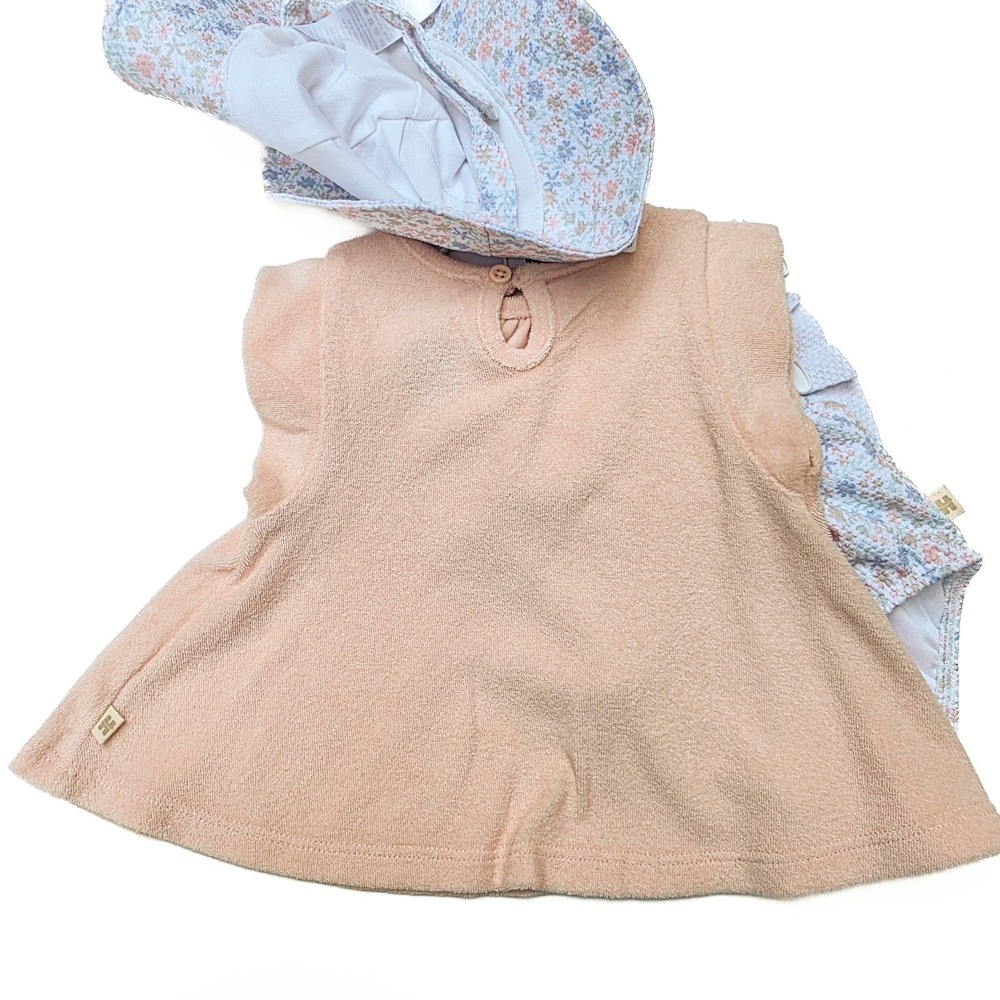 NWT Huggies Baby Girl 3M Floral Swimsuit Cover Up Sun Hat 3Pc Set UPF 50+ - Picture 6 of 12